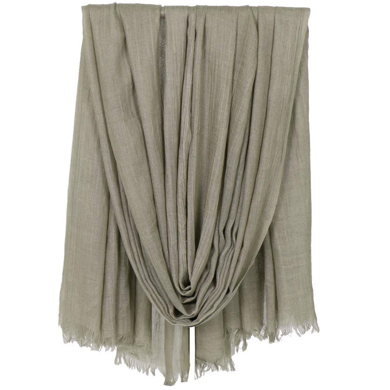 LMVERNA Lightweight Fashion Long Scarf Line Cotton Comfortable Wrap Shawl Plain Color with Fringed Edges (Khaki) - Image 1